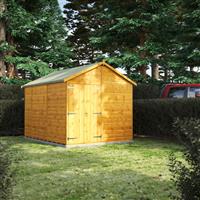 Powersheds Power Windowless Apex Shed 10' x 8' - Double Doors in Natural Timber