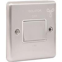 Wessex Electrical Wessex Brushed Stainless Steel Fan Isolator 10A 3 Pole in Silver
