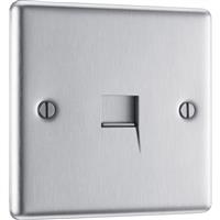BG Brushed Steel Telephone Socket Slave in Silver Stainless Steel