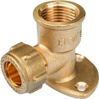 Conex Bnninger Conex Female Wall Plate Elbow (3 Hole) 15mm x 1/2" in Gold