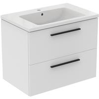 Ideal Standard i. life B Double Drawer Wall Hung Unit with Basin Matt 800mm with Matt Black Handles in White