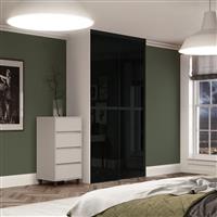 Spacepro Minimalist 2 Door Sliding Wardrobe Kit Framed Glass Doors 1200 x 2260mm in Black Aluminium/Glass