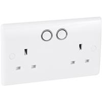 BG 13A Low Profile Smart Control Switched Socket 2 Gang in White Plastic