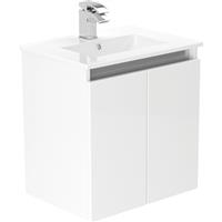 Newland Double Door Slimline Wall Hung Vanity Unit With Basin Gloss 500mm in White MFC