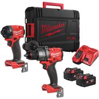 Milwaukee M18FPP2A3-502X Fuel Gen4 Combi Drill and Impact Driver Kit 2 x 5.0Ah in Red