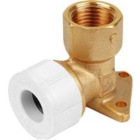 Unbranded Wall Plate Elbow 15mm x 1/2" BSPT in Gold Plastic/Brass