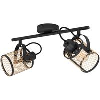 Eglo Dellow Ceiling Light 2 Set Brass in Black Steel