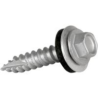 Forgefix TechFast Sheet To Timber Hex/Washer Roof Screw 6.3 x 32mm (100 Pack) in Silver Rubber