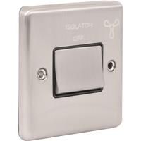 Wessex Electrical Wessex Brushed Stainless Steel Fan Isolator 10A 3 Pole in Silver