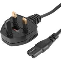 UK Plug To Figure 8 Lead 1m 3A in Black