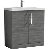 Nuie Arno Double Door Floor Standing Vanity Unit 800mm With Slim Edge Basin in Anthracite MFC