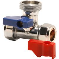 Pegler Yorkshire Pegler Washing Machine Valve Tee 15mm x 3/4" in Chrome Brass