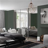 Spacepro Classic 3 Door Sliding Wardrobe Kit Dove Framed Mirror 2216 x 2260mm in Grey Steel/Glass