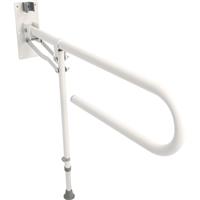 Croydex Drop Down Grab Bar with Leg in White Steel