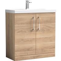 Nuie Arno Double Door Floor Standing Vanity Unit Bleached 800mm With Slim Edge Basin in Oak MFC