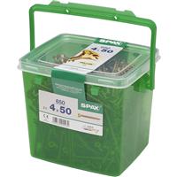 Spax Pozi Flat CSK Yellox Coated PZ2 Tub 4.0 x 50mm (650Pk) in Gold Steel