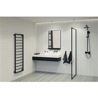 Sensio Elm Non-Illuminated Bathroom Mirror With Shelf 700 x 500mm in Black Mirrored Glass