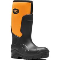 V12 Footwear Men's V12 Groundworker Safety Wellington Boots Orange/ in Black