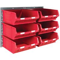 Barton Steel Louvre Panel with Red Bins 641 x 457mm with TC6 Red Bins (6 Pk)