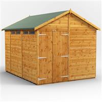 Power Apex Security Shed 10' x 8' - Double Doors in Natural Timber