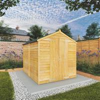 Mercia Overlap Apex Windowless Shed 8' x 6' - Double Door in Brown Timber