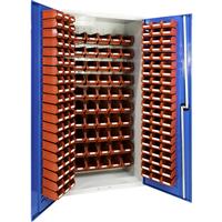 Barton Louvred Panel Cabinet with Red Bins 2000 x 1015 x 430mm with 120 TC2 & 60 TC3 Bins (180 Pk) Steel