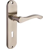 Designer Levers Capri Door Handles Lock Brushed (Pair) in Nickel