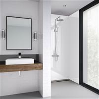 Mermaid Elite Tongue & Groove Shower Wall Panel Artico 2420mm x 600mm x 10mm in White Synthetic Waterproof Core
