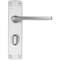 Stanza Leon Door Handles Satin Bathroom (Pair) in Silver Plastic