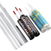 Wetwall Acrylic Polished Silver Shower Wall Panel Trims 3 Sided Extrusion Pack