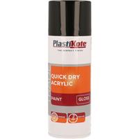 Plastikote Quick Dry Acrylic Spray Paint 400ml Gloss in Black Plastic
