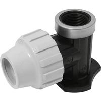 Aquaflow MDPE Wall Plate Elbow 25mm x 3/4 in Black/White