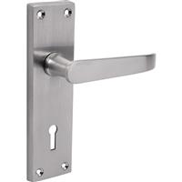 Unbranded Victorian Straight Door Handles Lock Satin (Pair) in Silver