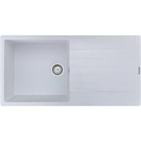 Reginox Harlem Reversible Composite Kitchen Sink & Drainer Single Bowl in White Granite Composite