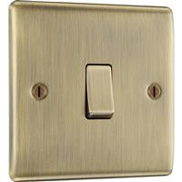 BG Nexus Metal Switch 1 Gang Intermediate 20A 16AX in Antique Brass Plastic
