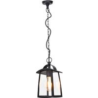 Lutec Kelsey Pendant Light IP44 E27 in Black Die Cast Aluminium