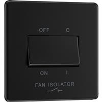 BG Screwless Flat Plate Matt 10A Triple Pole Fan Isolator Switch 1 Gang in Black Plastic