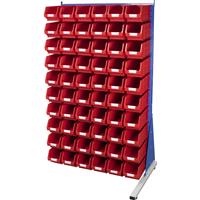 Barton Steel Louvre Panel Adda Stand with Red Bins 1600 x 1000 x 500mm with 60 TC3 Red Bins (60 Pk)
