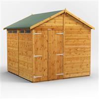 Powersheds Power Apex Security Shed 8' x 8' - Double Doors in Natural Timber