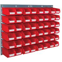 Barton Steel Louvre Panel with Red Bins 641 x 457mm with TC2 Red Bins (48 Pk)