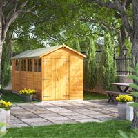 Power Apex Shed 18' x 6' Double Door in Natural Timber