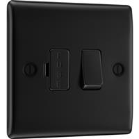 BG Nexus Metal Matt 13A Switched Fused Connection Unit 1 Gang in Black Plastic