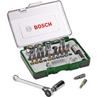 Bosch Screwdriver Bit & Ratchet Set (27 Piece) in Silver