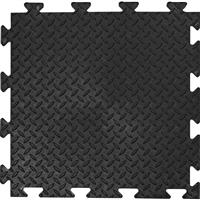 Blue Diamond Tuff-Tile Diamond Top Interlocking Floor Tile 50cm x 50cm x 14mm - (4 Pack) in Black PVC