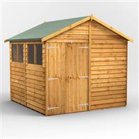 Power Overlap Apex Shed 8' x 8' Double Doors in Natural Timber