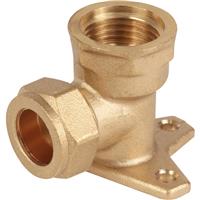 Made4Trade Compression Wallplate Elbow 22mm x 3/4" in Gold