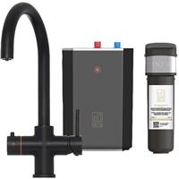 Calmag Swan Neck 3-in-1 Boiling Water Tap Matt in Black Brass