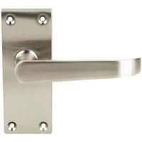Lockworks Victorian Straight Door Handle Short Latch Satin (Pair) in Nickel