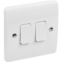 MK Light Switch 2 Gang 2 Way in White Plastic