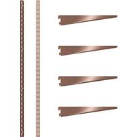 Rothley Antique Twin Slot Shelving Kit 1600mm Uprights (x2) & 220mm Brackets (x4) in Copper Steel